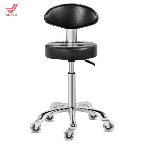CC013-1 Black Round Seat with Back Salon Stool
