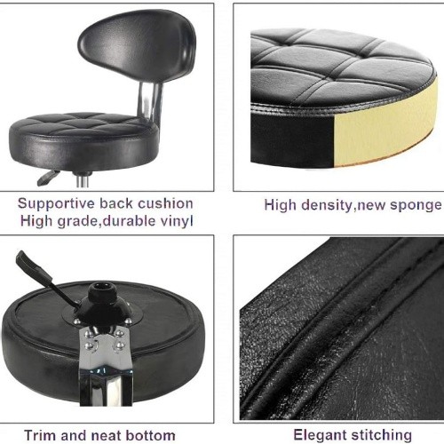 CC013-1 Black Round Seat with Back Salon Stool
