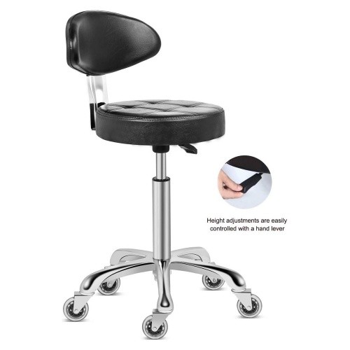 CC013-1 Black Round Seat with Back Salon Stool