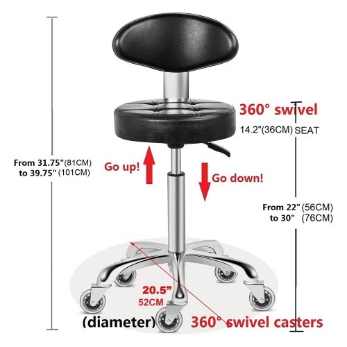 CC013-1 Black Round Seat with Back Salon Stool
