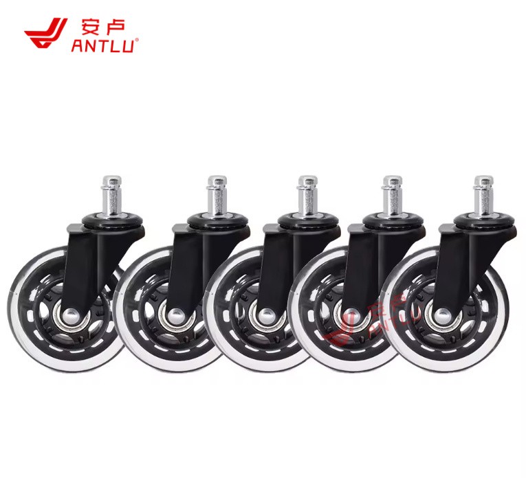 PL12-1 2.5''/3'' PU Silence Wheel Black Castor Office Accessory  