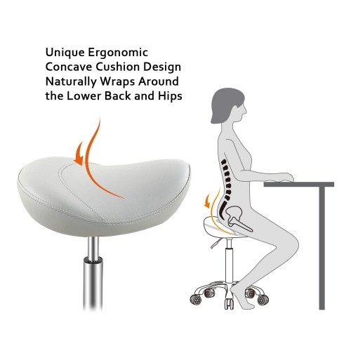 CC007-S3 White Saddle Shape Ergonomic Stool