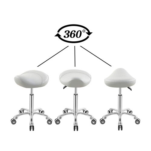 CC007-S3 White Saddle Shape Ergonomic Stool