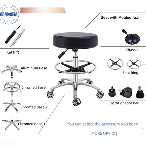 CC004-3 Classic Black Seat Salon Stool
