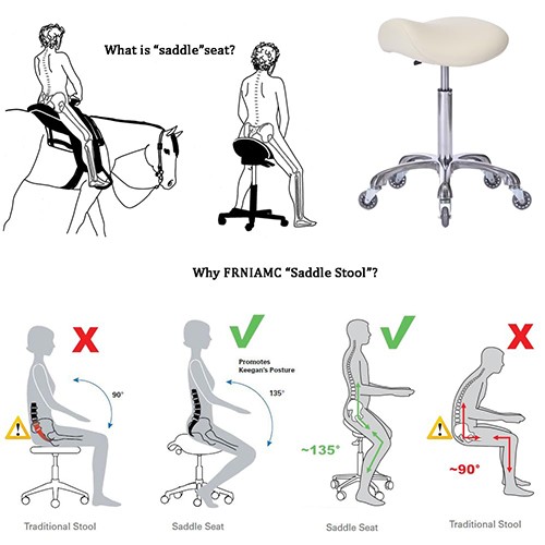 CC007-A3 Beige Saddle seat Salon Stool