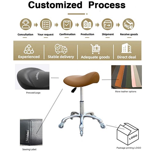 CC007-A2 Brown Saddle seat Salon Stool 