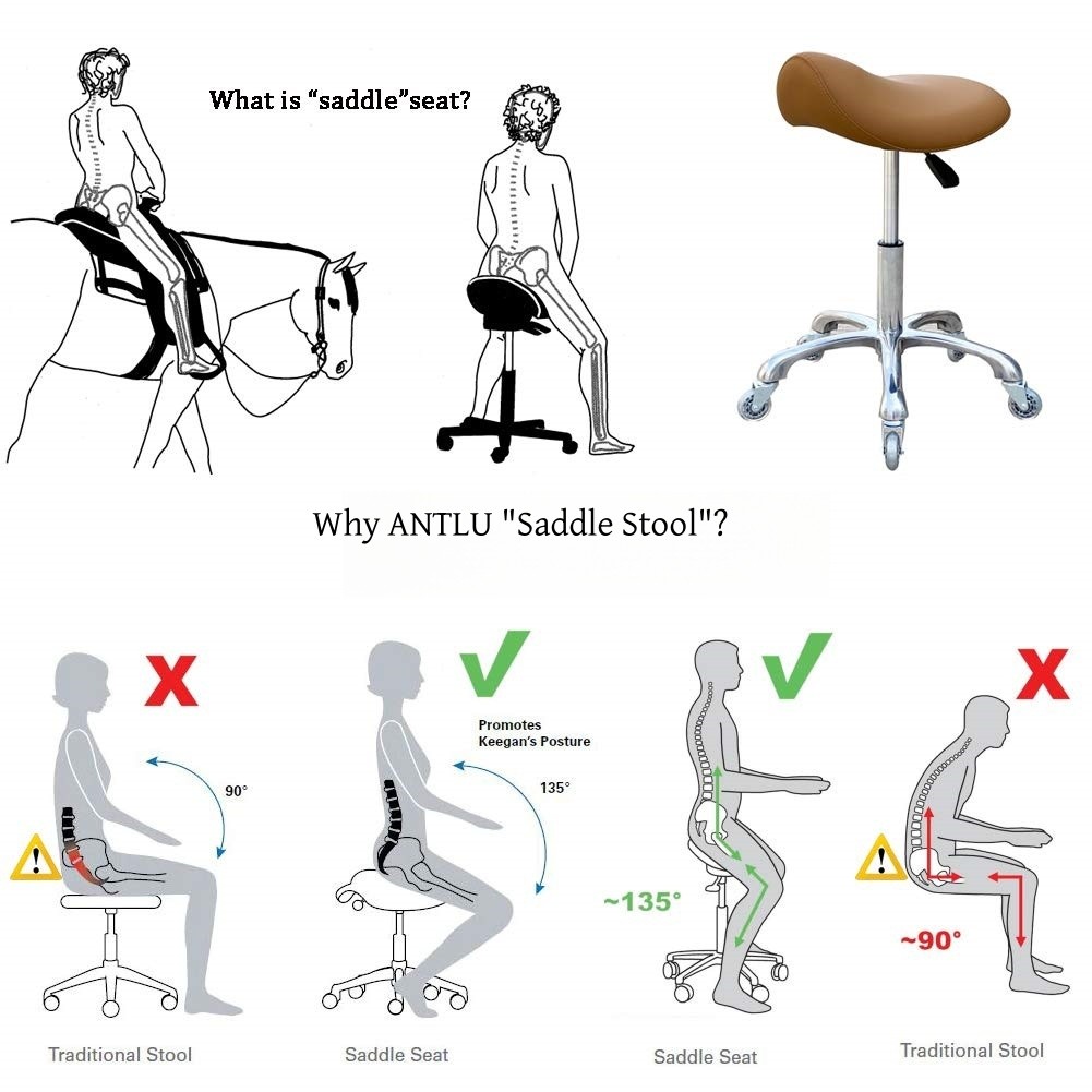CC007-A2 Brown Saddle seat Salon Stool 