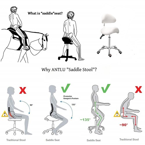 CC008-4 White Seat Saddle Stool   